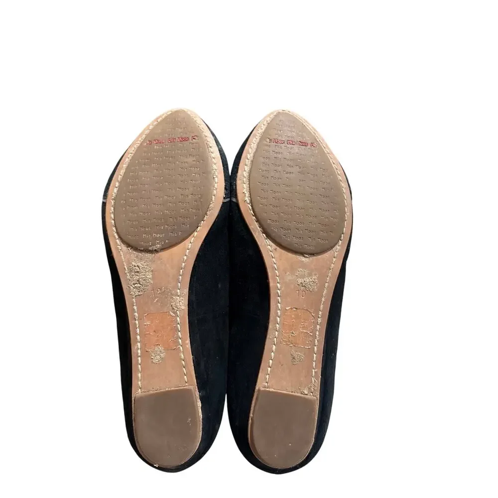 Miz Mooz Black Suede Scalloped Ballet Flats | Women’s Slip-On Shoes